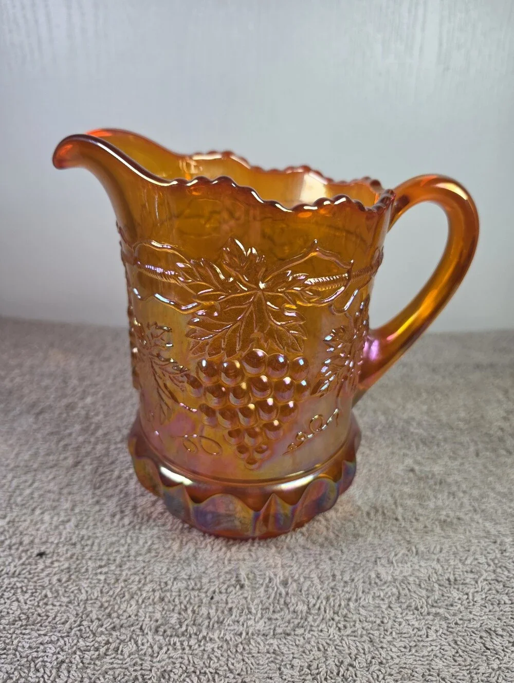 Vintage Imperial Glass Marigold Carnival Glass Pitcher Imperial Grape Pattern